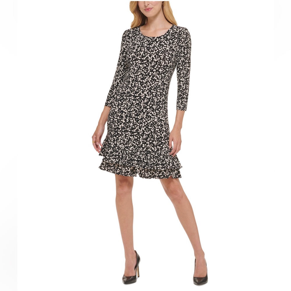 Tommy Hilfiger Black and White Long Sleeve Dress